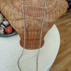 Navajo Pearl Beads, Sterling necklace, 52" long, vintage, great condition